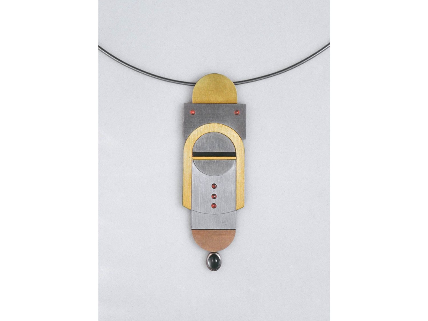 pendant, gold, white gold, stainless steel, silver, copper, rubies, sapphire, 1975/76
