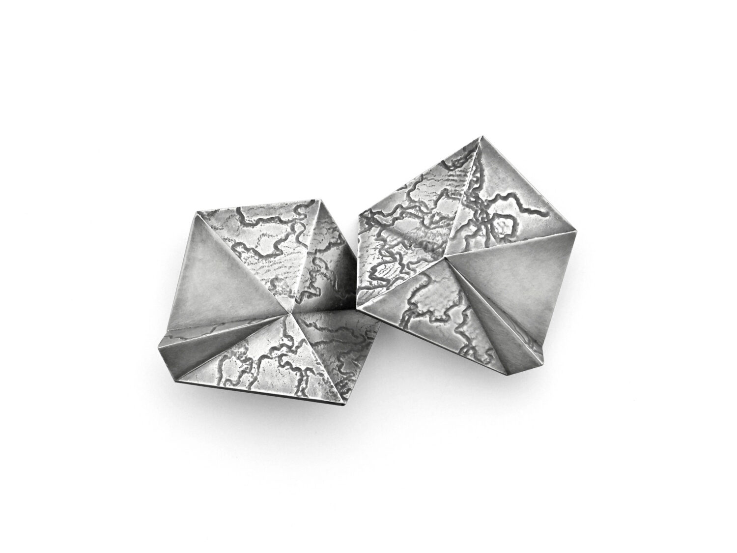 earrings, oxidized silver, 2022