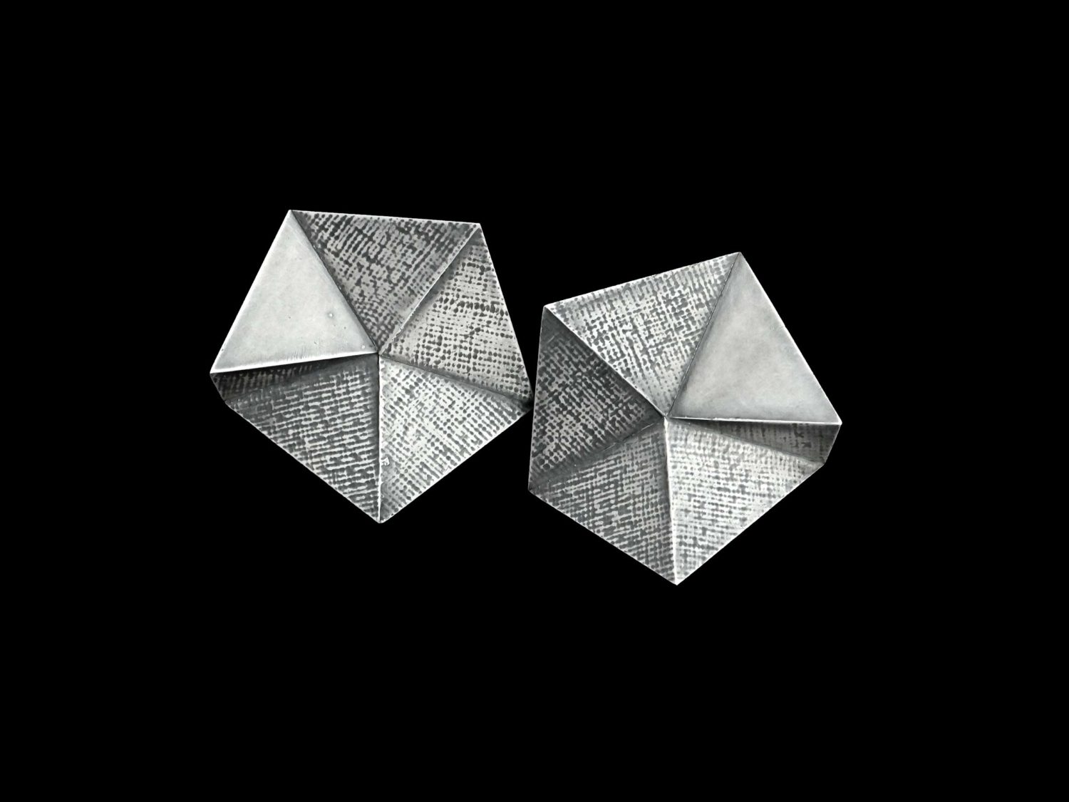 Earrings, oxidized silver, 2018