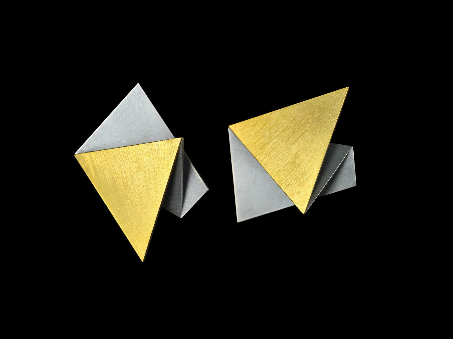 earrings, oxidized silver, gold, 2009
