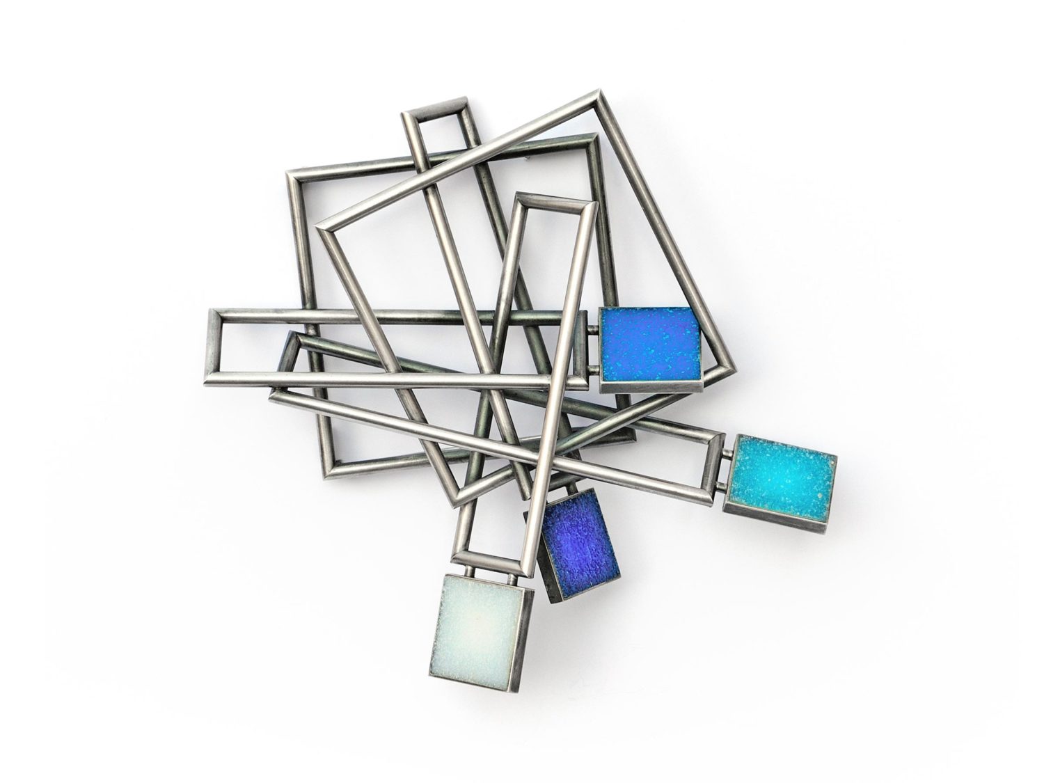 Brooch, oxidized silver, glass mosaic tiles, 2008