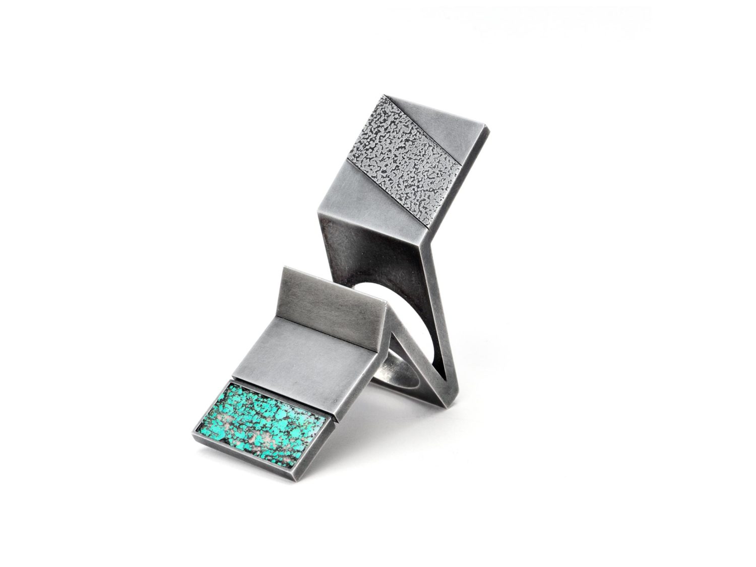 ring, oxidized silver, turquoise, 2006